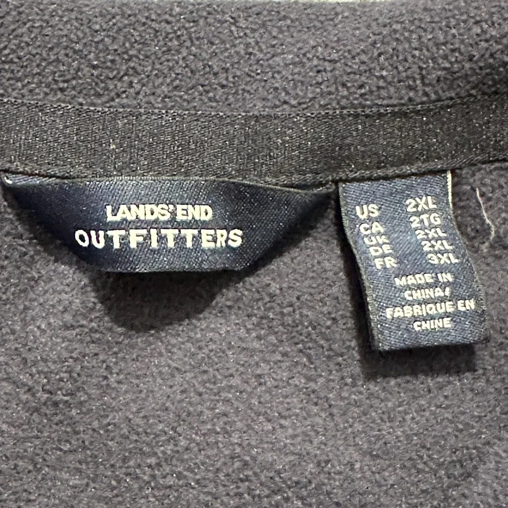 Lands' End Outfitters Mens Full Zip Fleece Jacket Size‎ 2XL Collared Long Sleeve